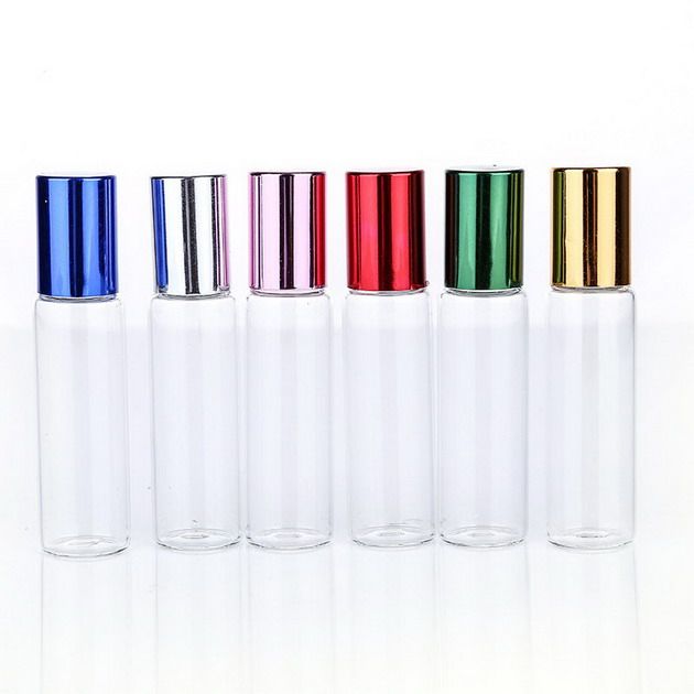 200 adet / grup 10 ml cam parfüm şişesi toptan esansiyel yağ cam şişeler şişe üzerinde doldurulabilir rulo