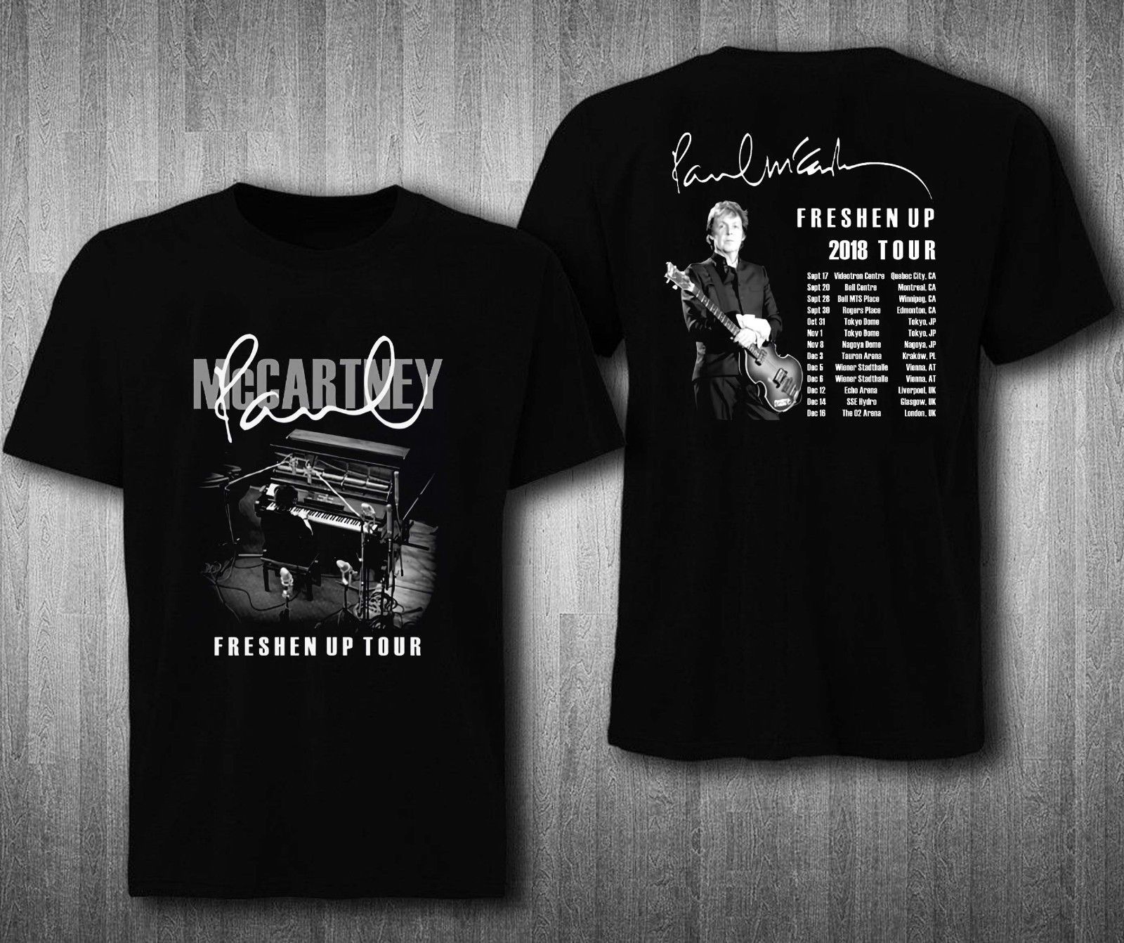 Paul McCartney Freshen Up Tour Logo Men/'s Black T-Shirt