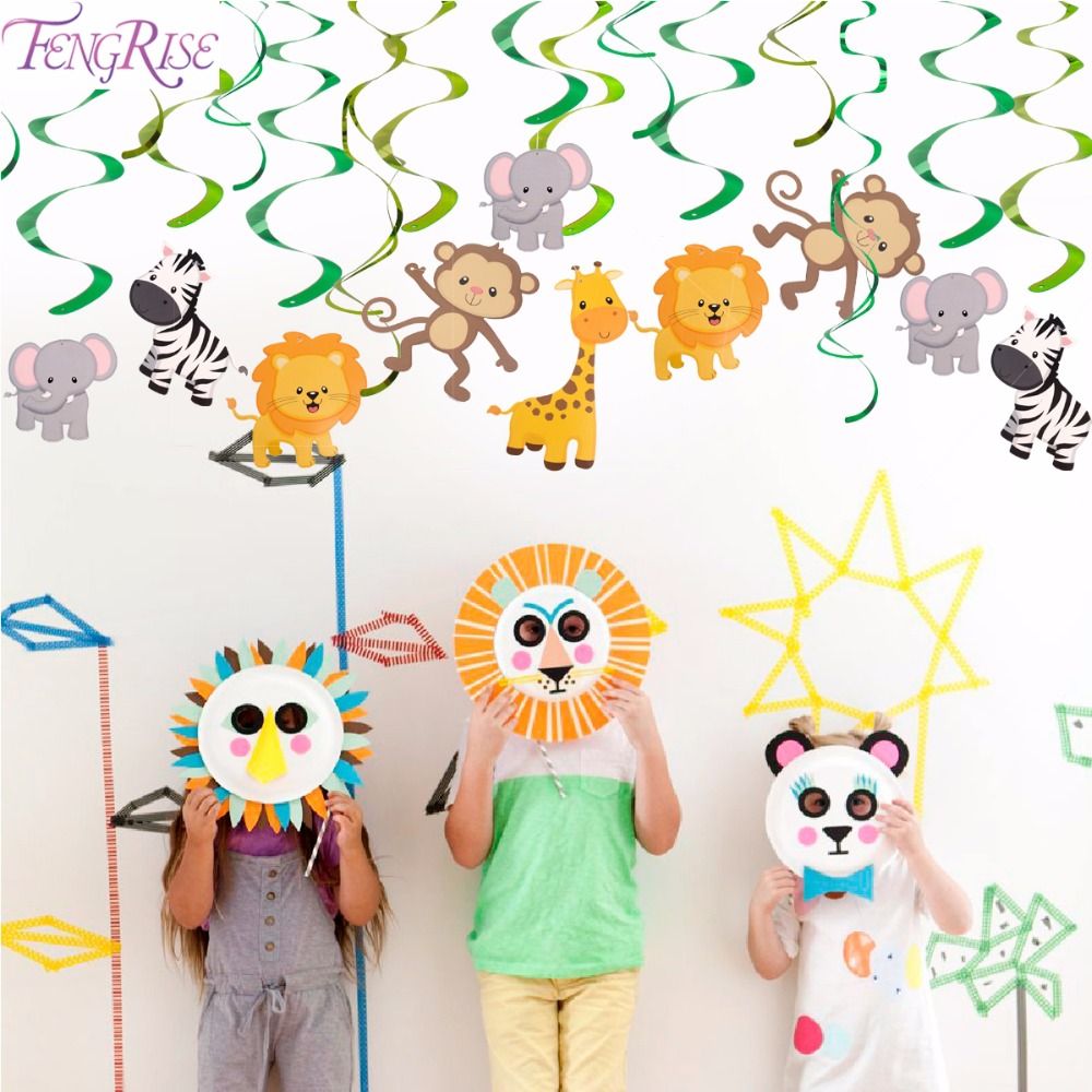 2019 Wholesale Baby Shower Wild Animals Swirls Banner Birthday Party 2019 Wholesale Baby Shower Wild Animals Swirls Banner Birthday Party