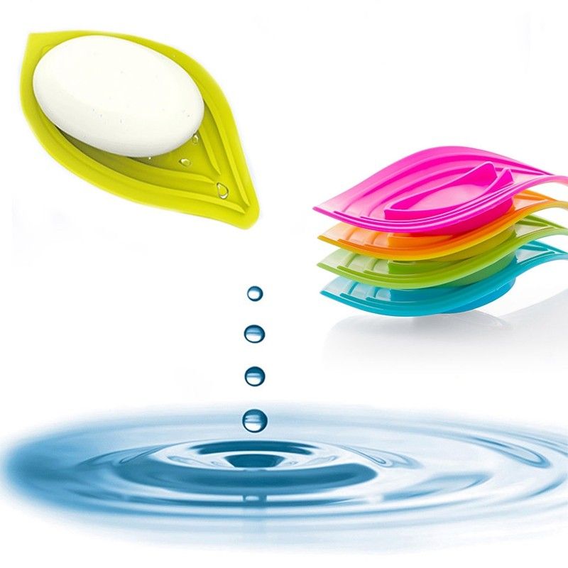 Ring Leaves Soap Box Anti-Slip Drain Clean Soap Dish Kitchen Sink Sponge Holder