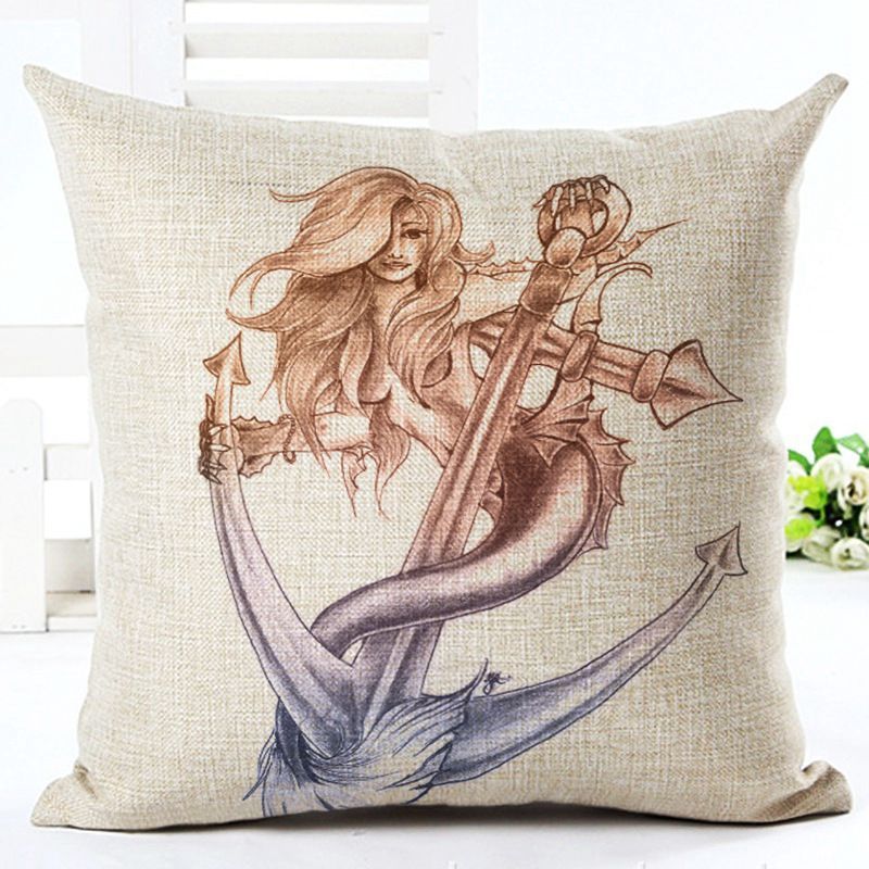 vintage art mermaid cushion cover patio furniture cushion covers US Seller 