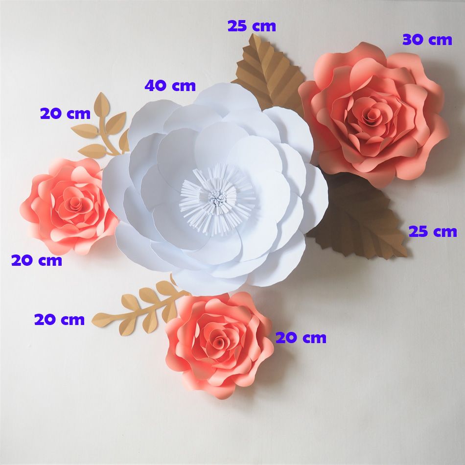Diy Giant Paper Flowers Backdrop Artificial Handmade Paper Rose 4pcs Leaves 4pcs Wedding Party Deco Home Decoration Video Diy