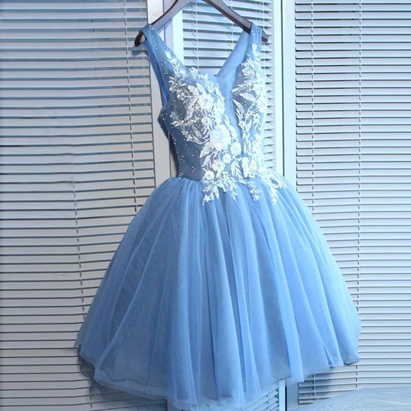 Ocean Blue Short Prom Dresses
