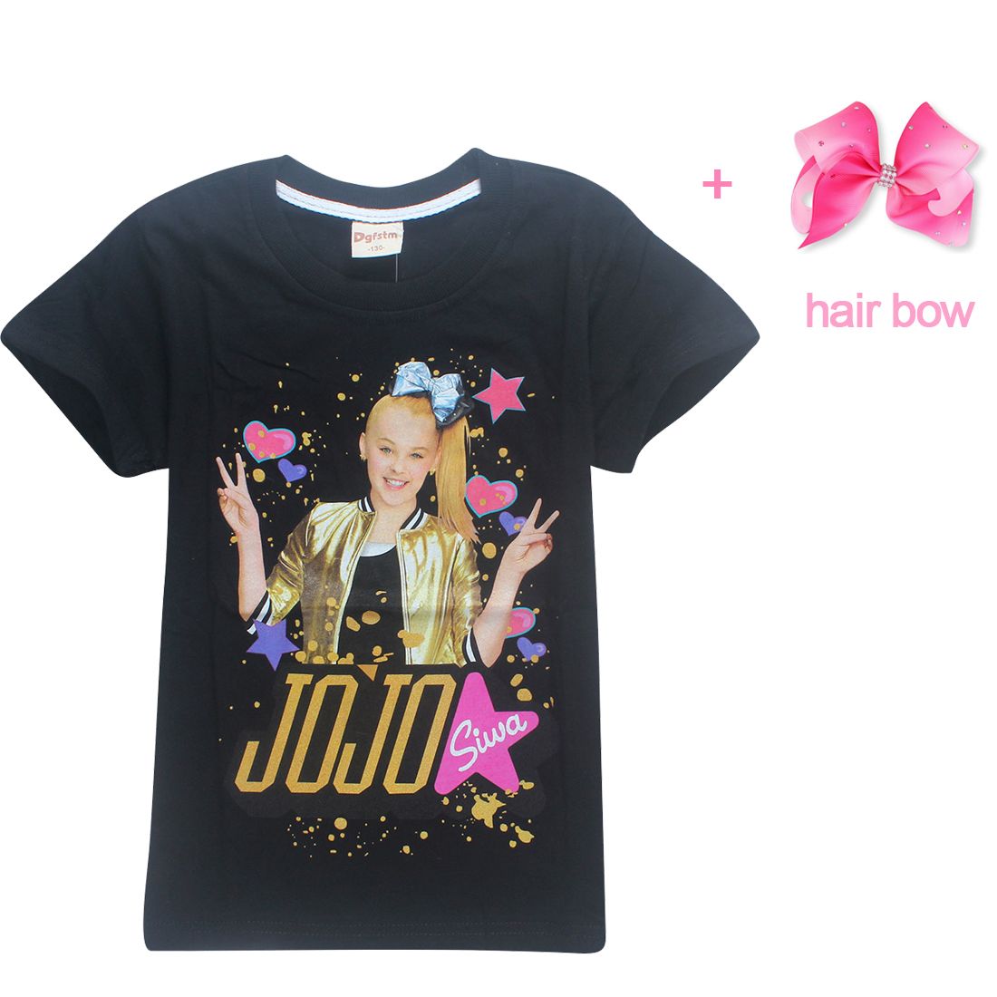Summer Jojo Siwa Baby Girls Tshirts Short Sleeve T Shirts For Kids Bobo Choses T Shirt With Hair Bows Child Sport Clothes 4 12y - 
