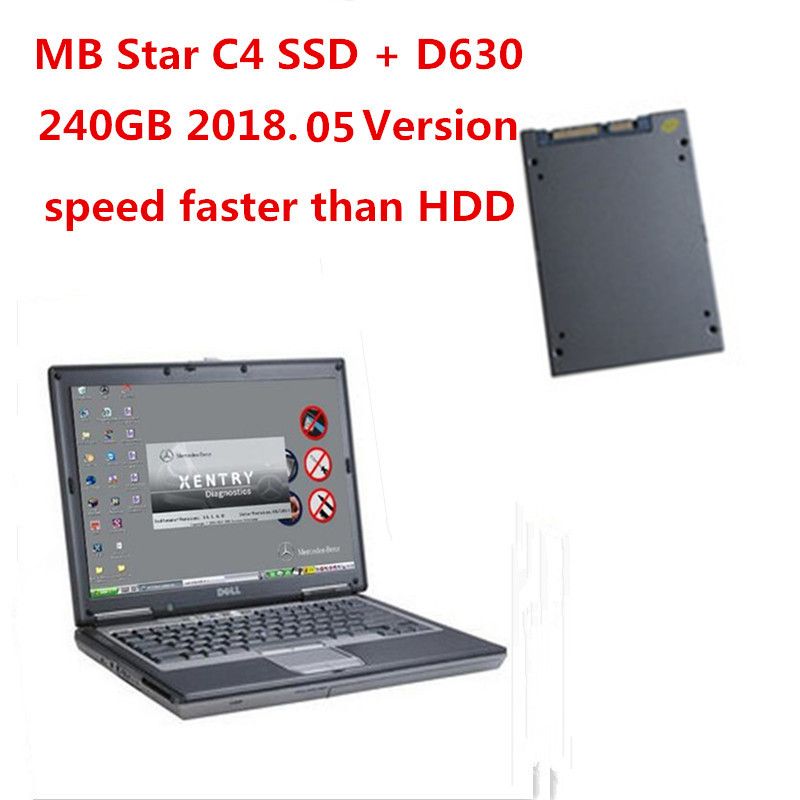 2018 05 mb star c4 Software DTS Monaco vediamo xentry DAS EPC Complete 240GB SSD win7 with D630 Laptop
