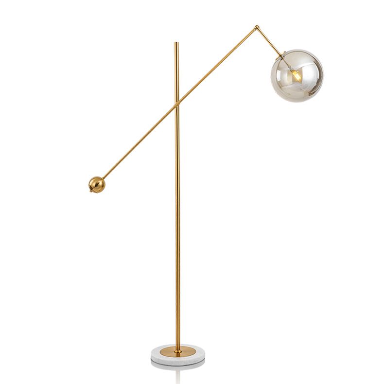Led Floor Lamp Modern Indoor Lighting Living Room Lightings Morden Light Metal Electroplating Glass Ball Lampshade Marble Base