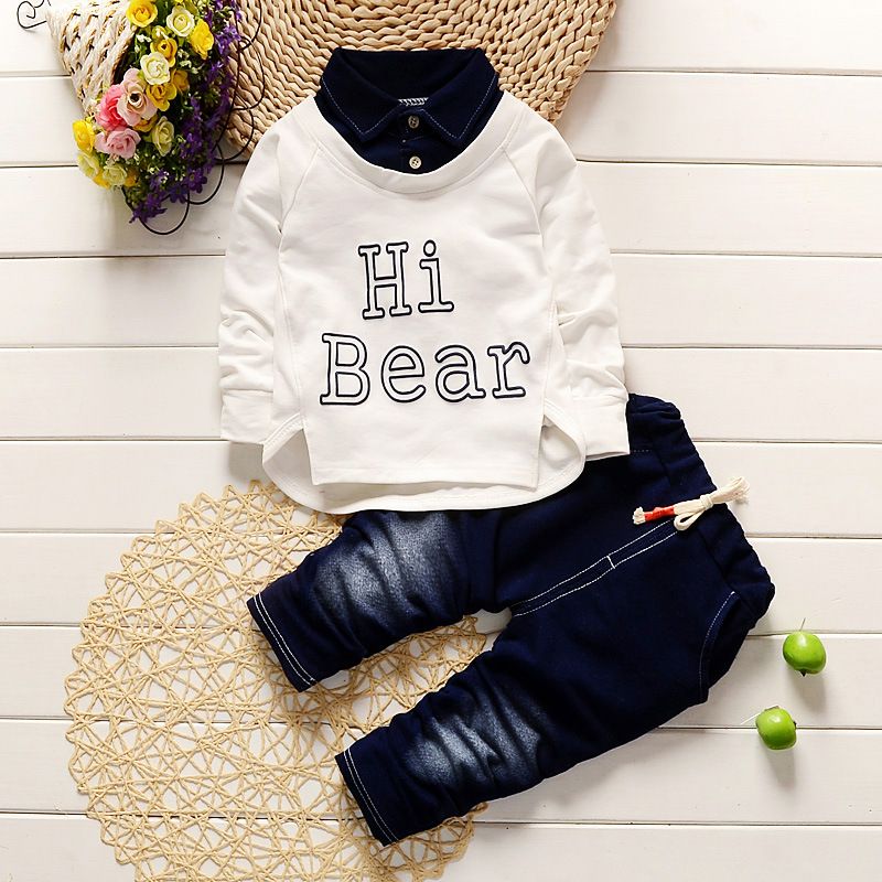 2018 2017 Top Sale Full Spring Baby Boy Clothing Sets Kids T Shirt