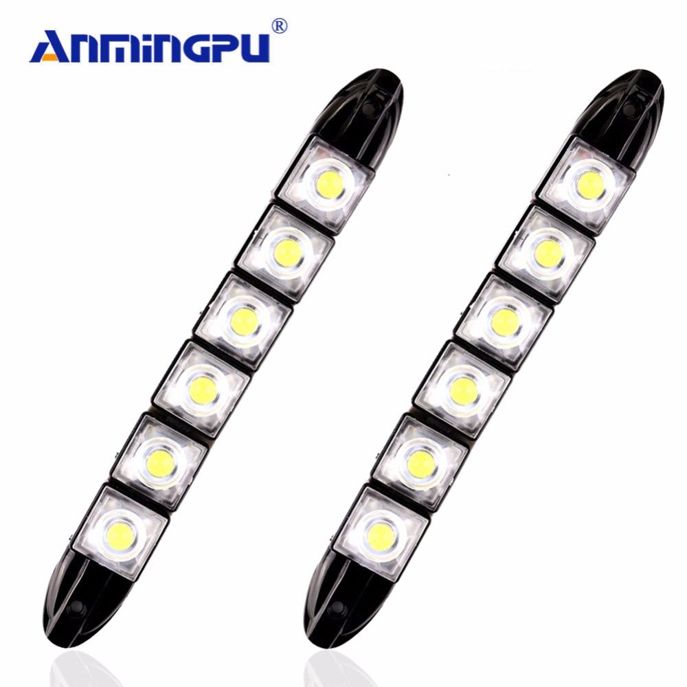 Assemblée 6000k Cob De Daylight Jour Anmingpu Lampe Voiture Pour Courant Drl Flexible Led Kuga 12v 2pcs Lumière xoBCed