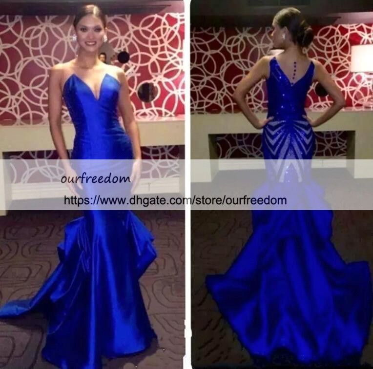 royal blue fitted prom dresses
