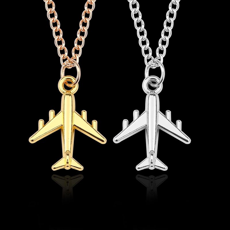 Wholesale Airplane Necklaces & Pendants Silver Airplane Pendant Aircraft Choker Necklace For