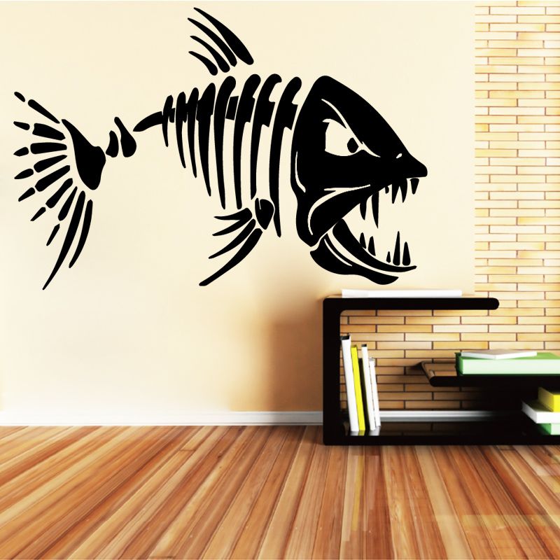 Big Teeth Shark Fish Wall Stickers For Living Room Art Sticker Removable Home Decoration