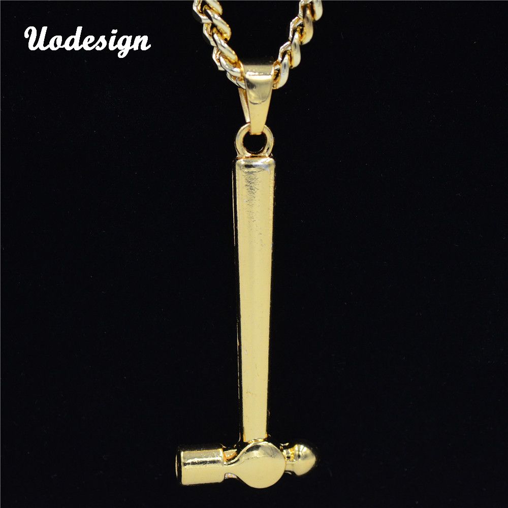 New Silver Bar Pendant Necklace Franco Chain Hip Hop Logo UZI USA SELLER