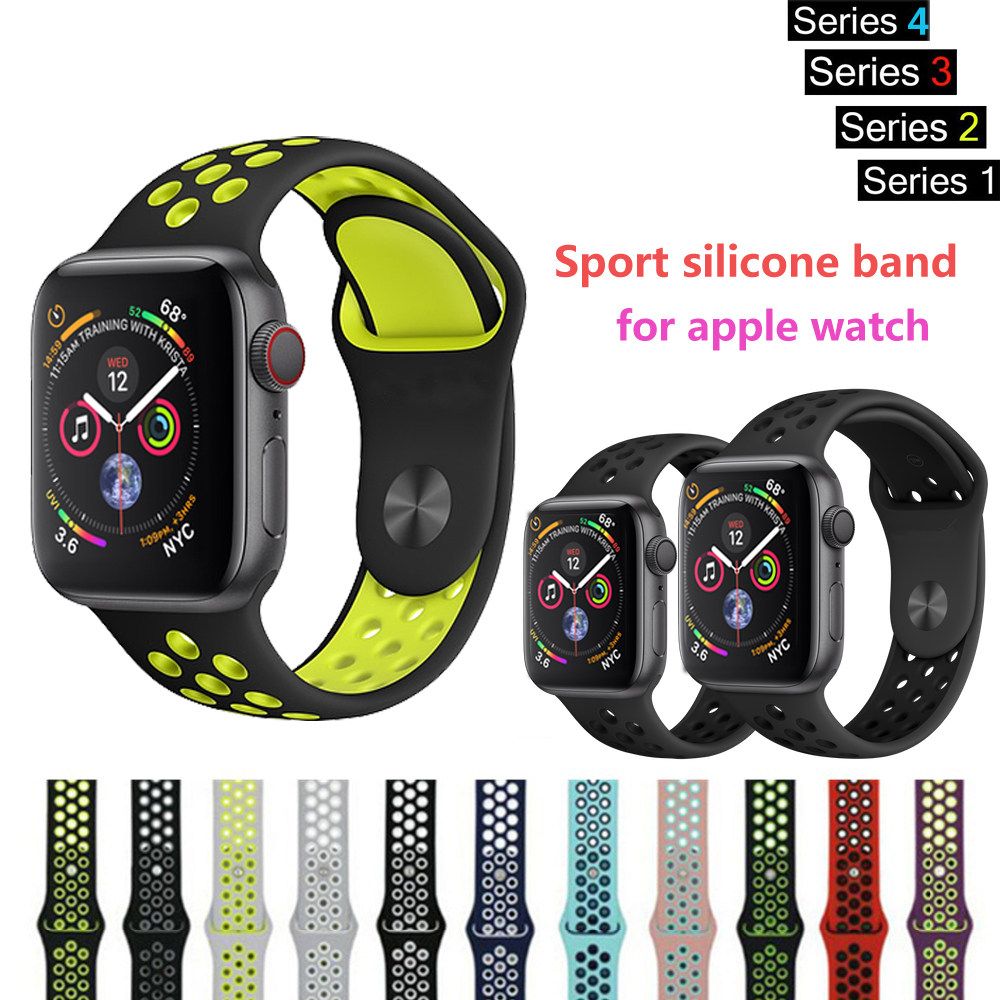 Sport Wrist Band For Apple Watch Series 4/3/2/1 42mm 38mm Iwatch Silicone Strap 44mm 40mm ...