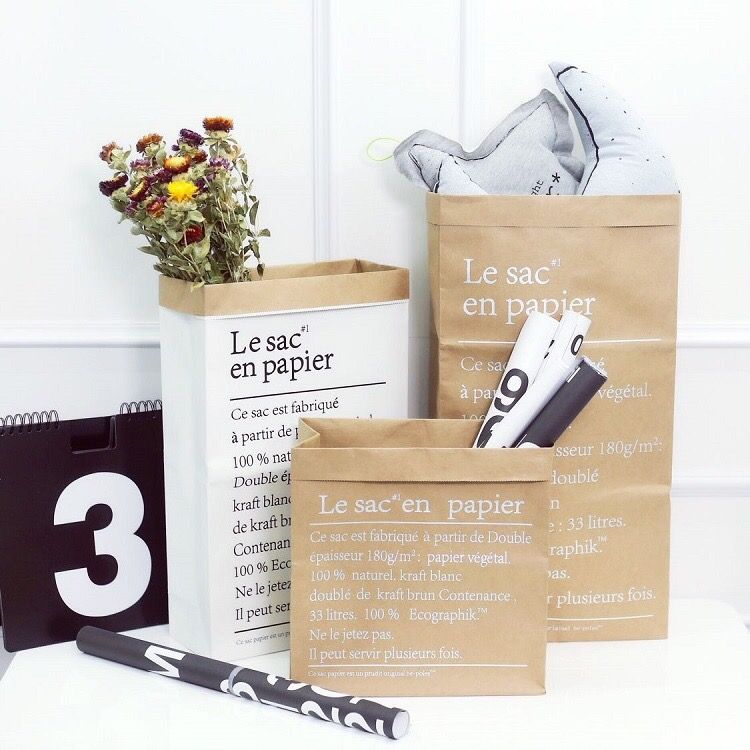 ins style large kraft paper bag plants flowers toys books sundries paper bag flower vase