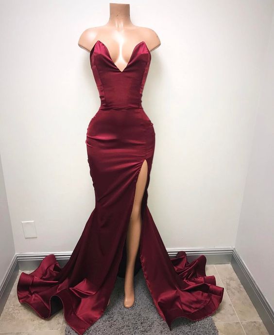burgundy prom dresses 2019