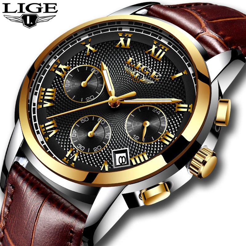 Moda Reloj Cronógrafo Masculino Impermeable Multifunción Cuero Lige De Hombres Deportivo Cuarzo Relogio F1lKTcuJ3