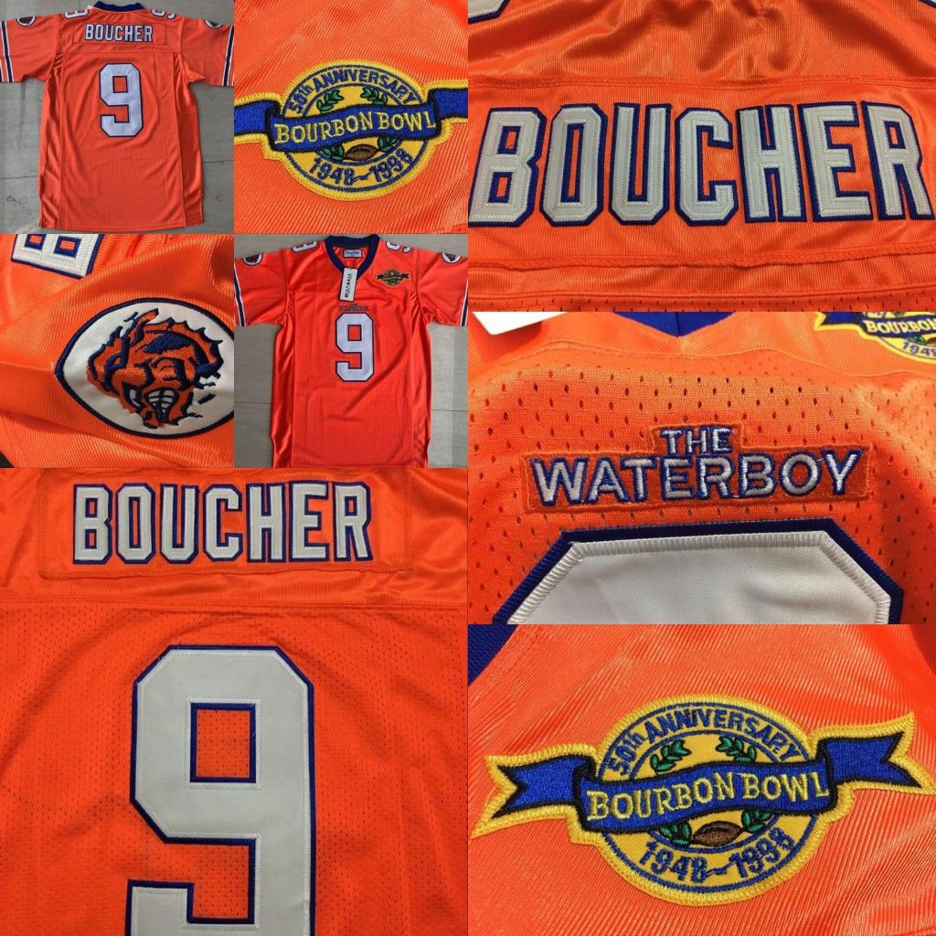 2019 9 Bobby Boucher The Waterboy Football Jersey Adam Sandler 9 Bobby