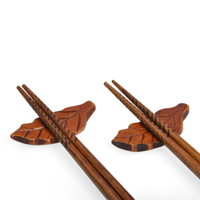 Chopsticks Holder Japanese Style Wood Stand Holder Leaf Shape
