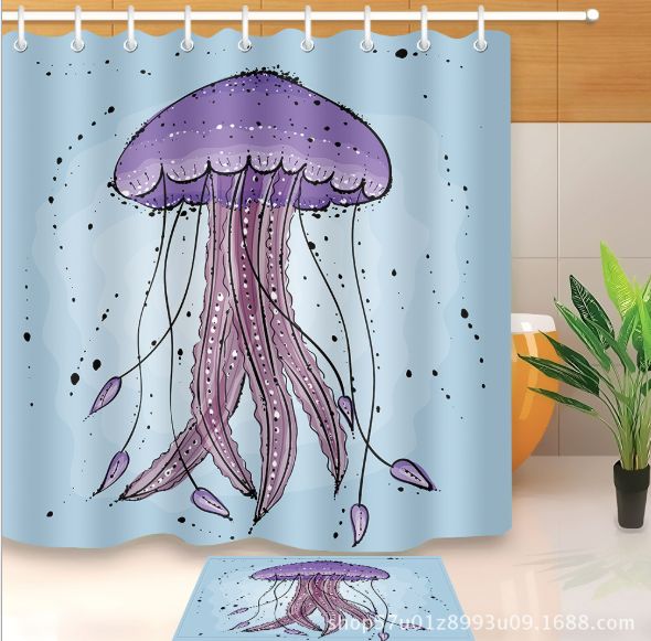 2019 3d Polyester Fabric Handmade Jellyfish Shower Curtains With 12 2019 3d Polyester Fabric Handmade Jellyfish Shower Curtains With 12 Hooks For Bathroom Decor Modern Bath Waterproof Curtain Floor Mats Sets From