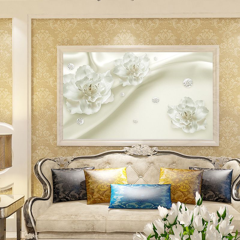 Custom Photo Wallpaper 3D Mural Pegatinas de pared Luz estética Flores de lujo Estilo europeo Telón de fondo de TV 3d