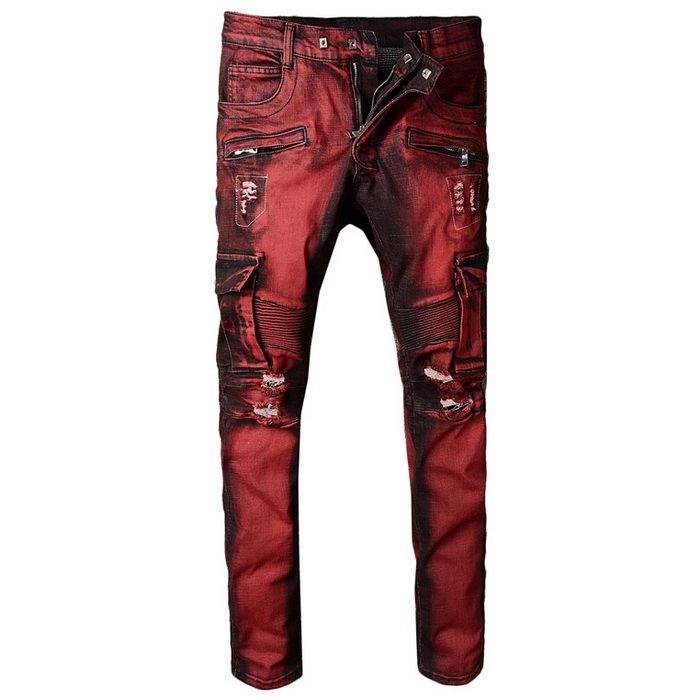 red printed pants