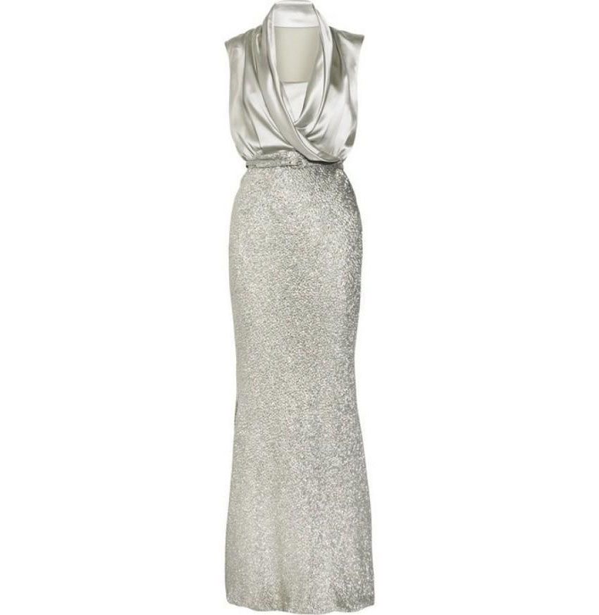 silver gray long gown