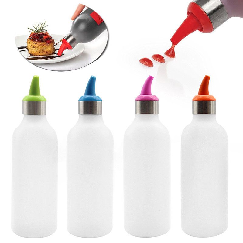 Plastic Condiment Squeeze Bottles Sauce with Lids Tip Cap for Ketchup