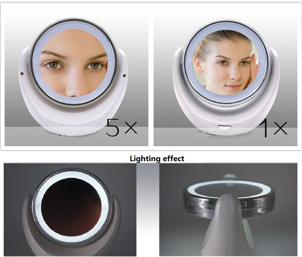 Makeup Mirror 5x Magnifying Double Side With 10 Led Lightbulbs For Makeup Mirror 5x Magnifying Double Side With 10 Led Lightbulbs For Cosmetic Skin Care Polished Chrome Salon Mirrors Small From Manxing