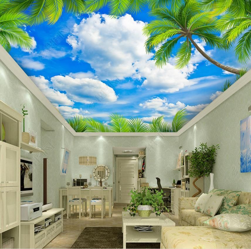 3d Nature Wallpapers Green Leaves Blue Sky White Clouds Zenith