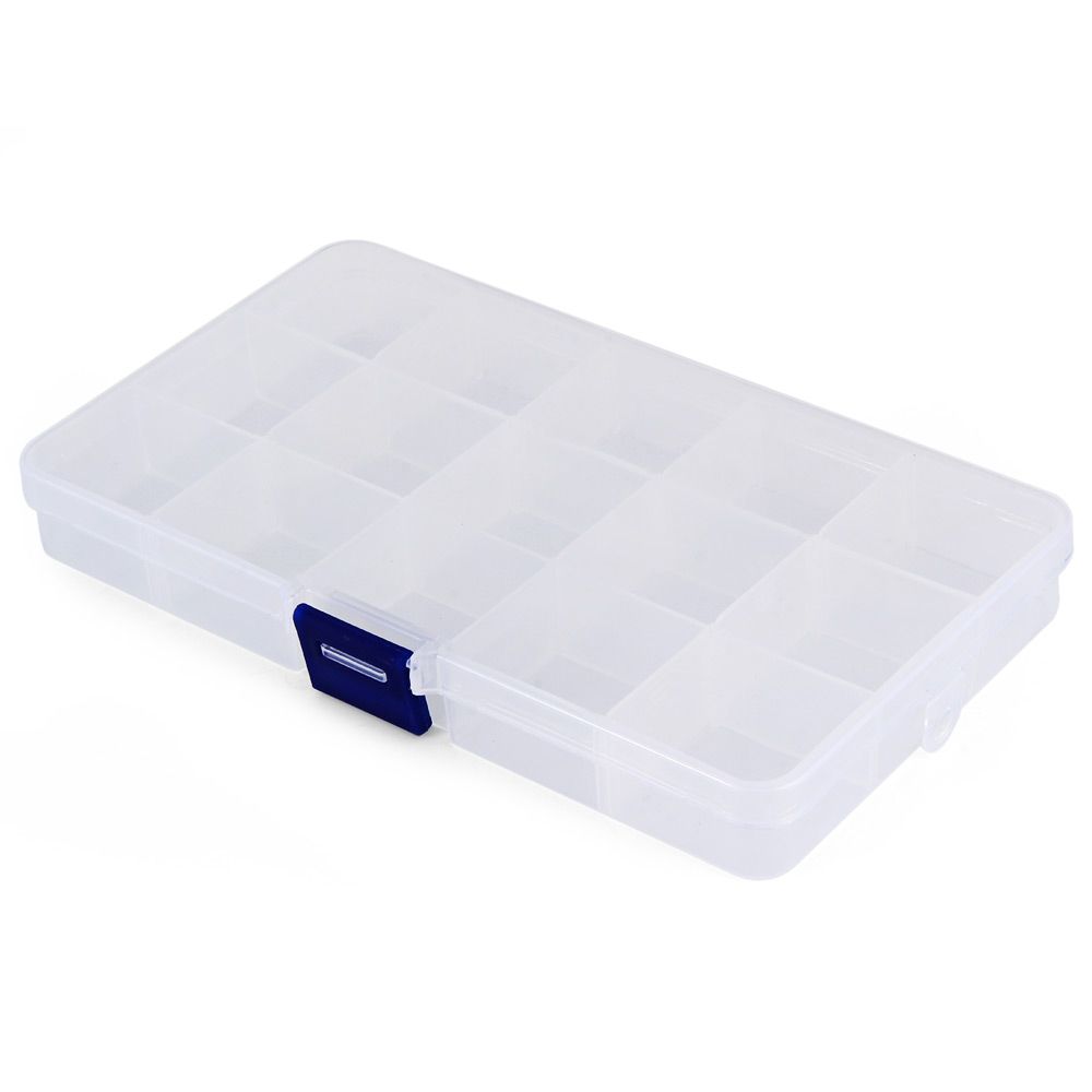 Transpa Plastic Storage Box 15 Compartments Jewelry Earring Tool Containers Used For Storing Fishing Hook Fish Lure Bait