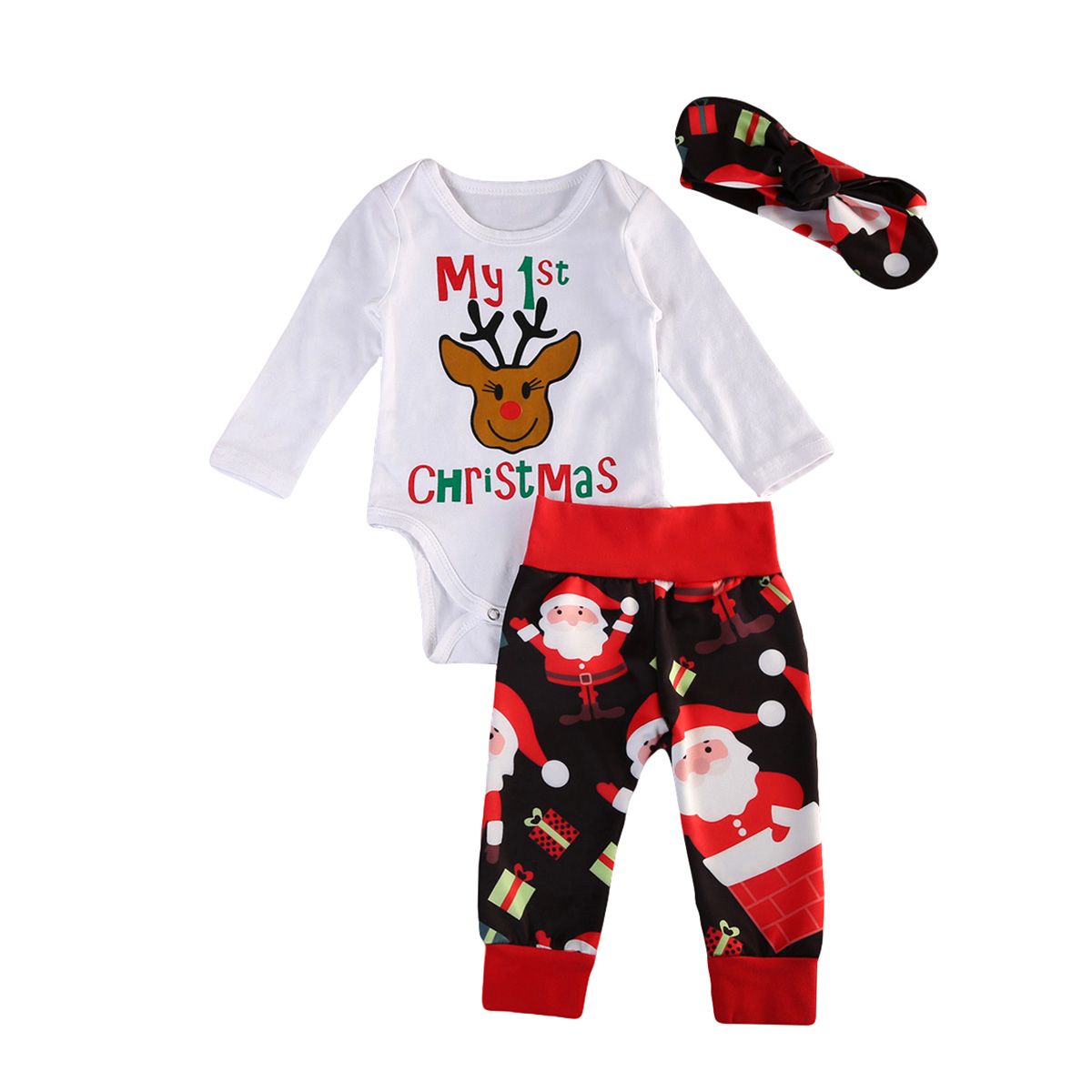 Pudcoco 2017 Christmas Infant Baby Girls Boys Romper Tops Jumpsuit Snowman Pants Outfits Set Clothes 0 24M