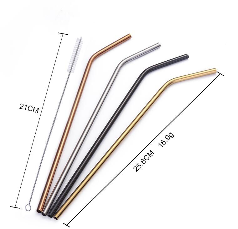 Acheter 4 Pack De Un Ensemble 26cm Paille En Métal Coloré Pailles En Aluminium À Boire De 5.02