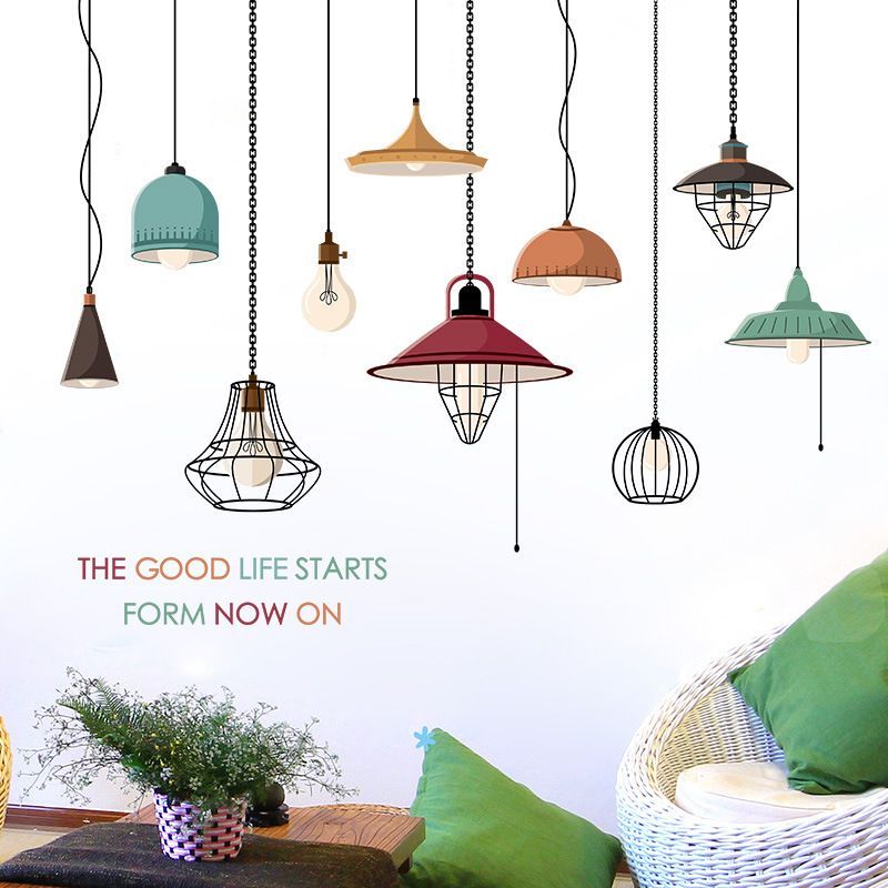 Home Retro Simulation Chandelier Wall Stickers Living Room Dining Home Retro Simulation Chandelier Wall Stickers Living Room Dining Decoration Removable Glass Decals Decal Es