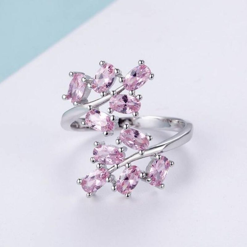 New Arrival Fashion 925 sterling silver jewelry pink ring stone KJ681