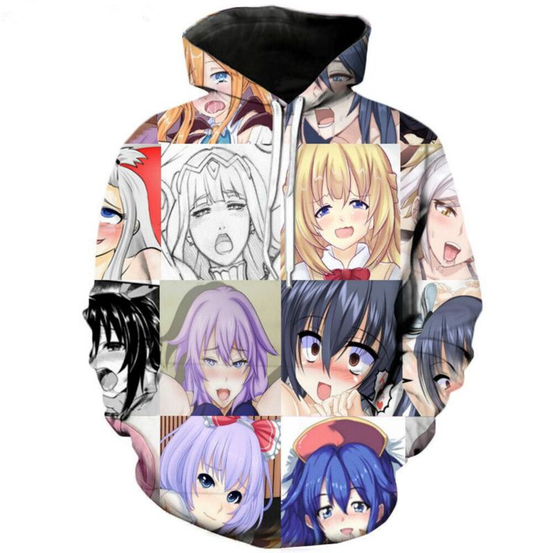 2019 ahegao anime hoodie for men 3d printed hoodies men sweatshirts