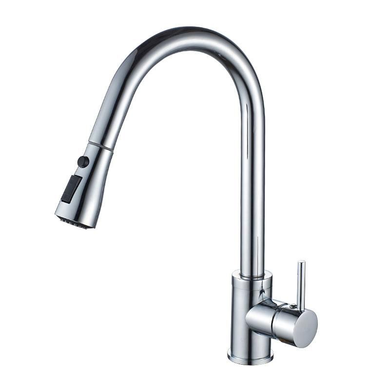 Free Pull Out Kitchen Faucet Brass Chrome Basin Sink Mixer Tap Cold Hot Water Taps With Hand Spray Jk002