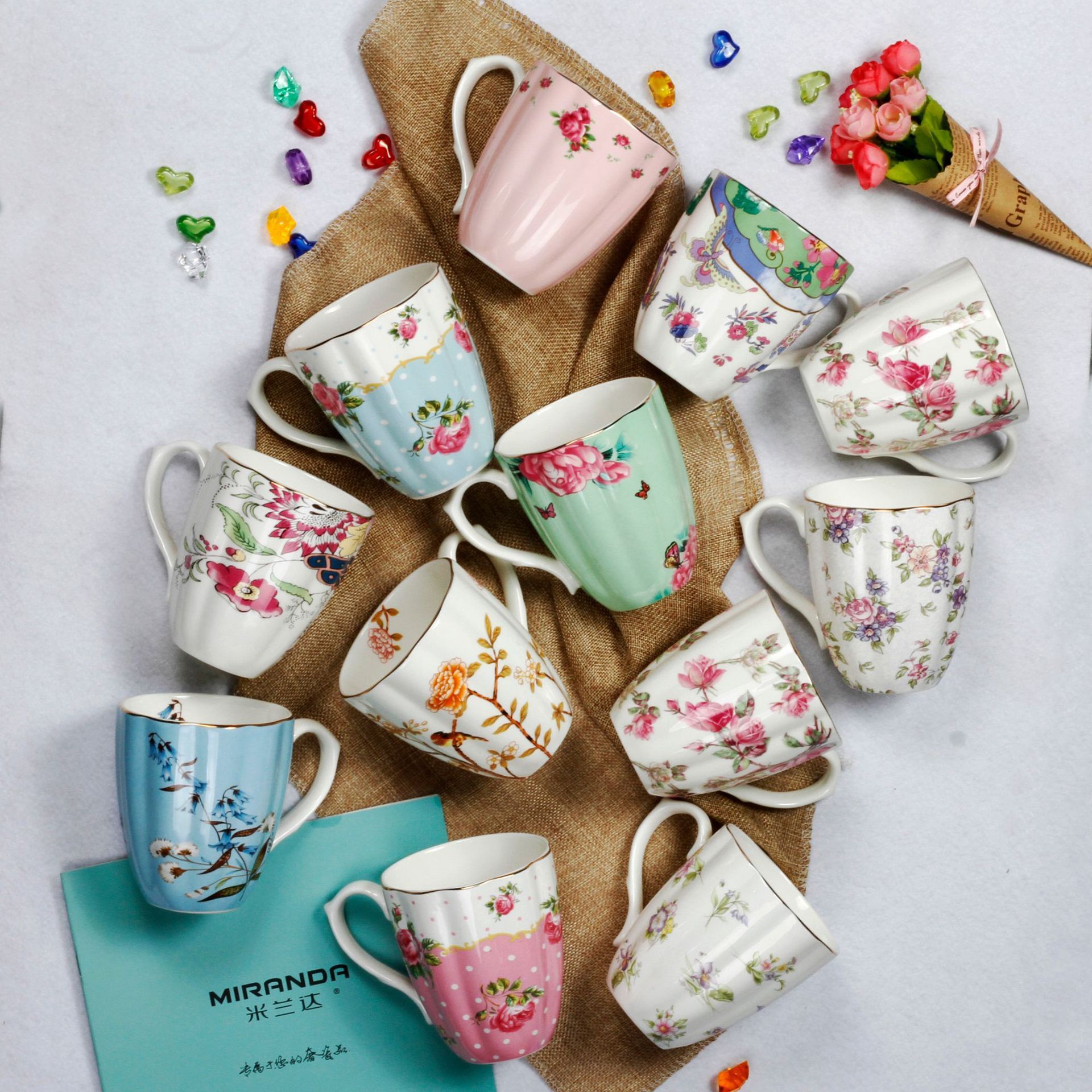 2020 Bone China Teacups Coffee Cups In New Design In Multi Color And