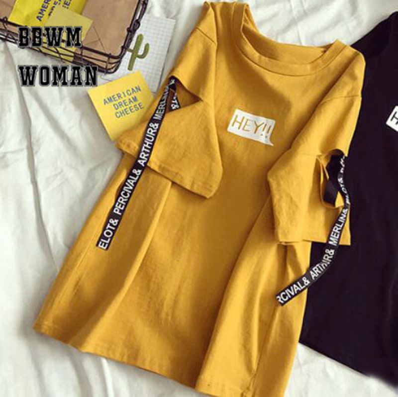 summer korean harajuku style hey alphabet women t shirt personality
