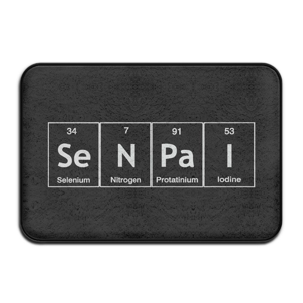 Senpai Periodic Table Word Chemistry Non Slip Entrance Indoor Outdoor Front Door Bathroom Mats 60x40x1cm