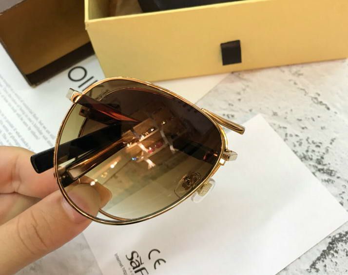 Case Mens Ladies Metal Designer Retro Pilot Vintage Gold Brown Sunglasses