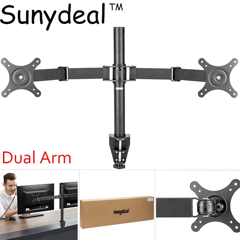 Universal Dual Arm Tv Mount Monitor Double Twin Desk Stand Lcd Led 10 27 Screen Tilt Vesa Adjule