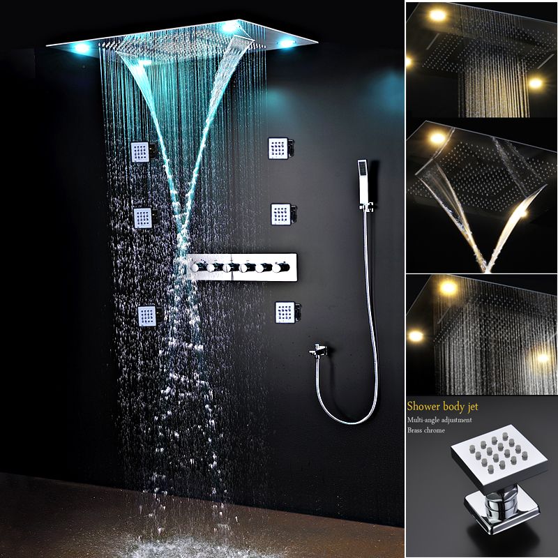 2019 Led Shower Heads Remote Control Color Shower Kit With High Flow