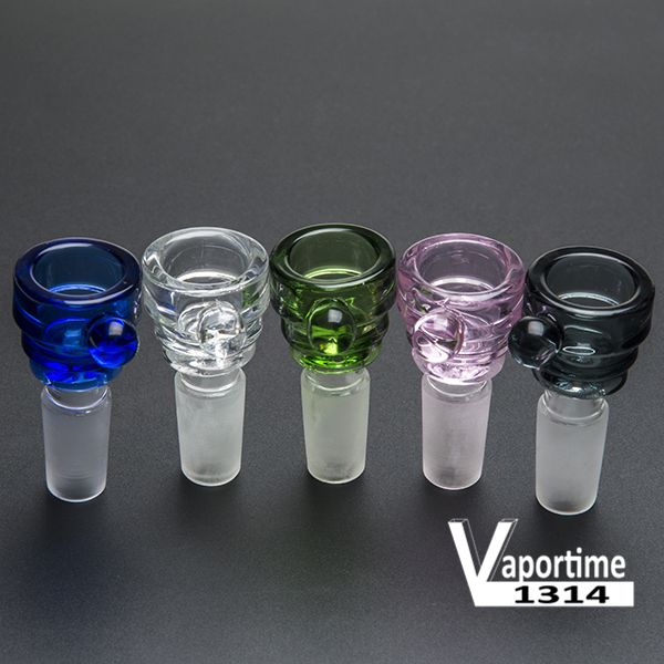 14mm 18mm Glass Bowl WIth Handle Color Mix Bong Bowl Male Piece Water