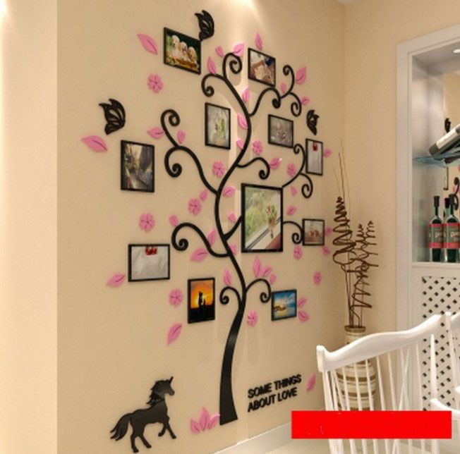 3D Acrylic Crystal Wall Stickers Living Room Bedroom Cozy Pictures Tree Stickers