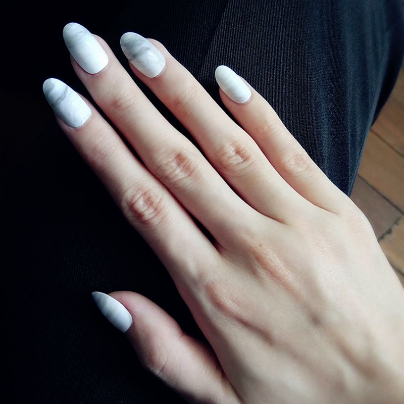 Wholesale Ink Wind Marble In The Long Section Small Round False Nail