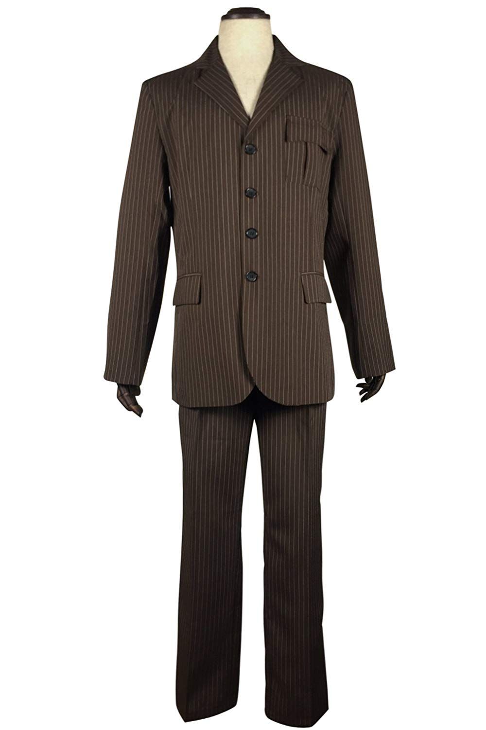 Dr Brown Pinstripe Suit Blazer Pants Halloween Cosplay Costume Costumes
