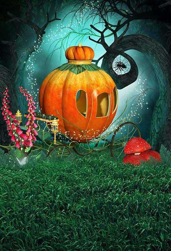 2018 halloween backdrop fairy tale pumpkin car grassland photography backdrops fantasy backgrounds for photo studio party photophone from harmonyphography