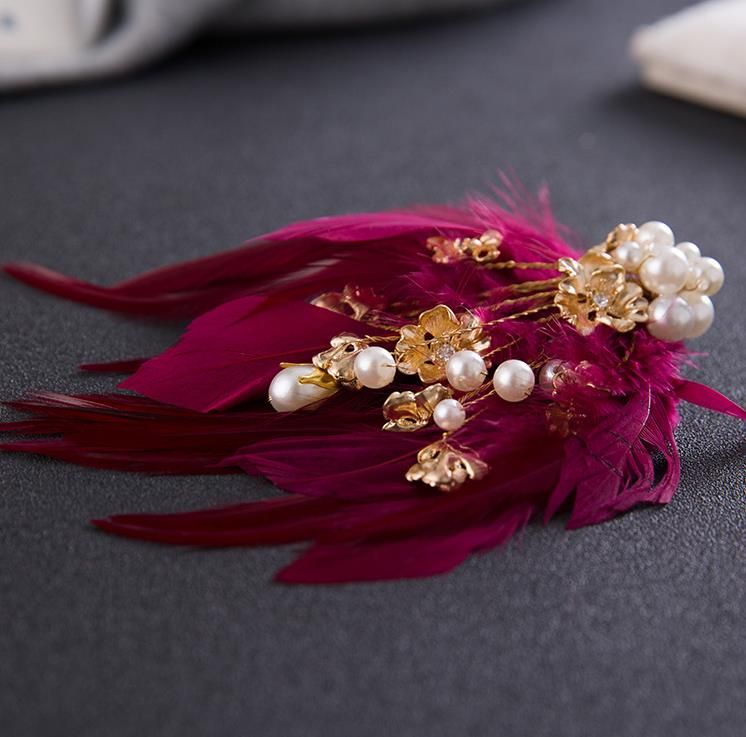 The Hair Clip Feather Headdress Sweet Wedding Dress Wedding