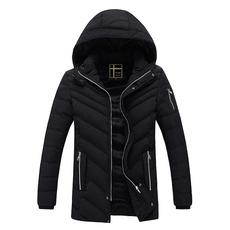 2019 Russian Winter Jackets For Men Black Coat With Fur Hood Snow