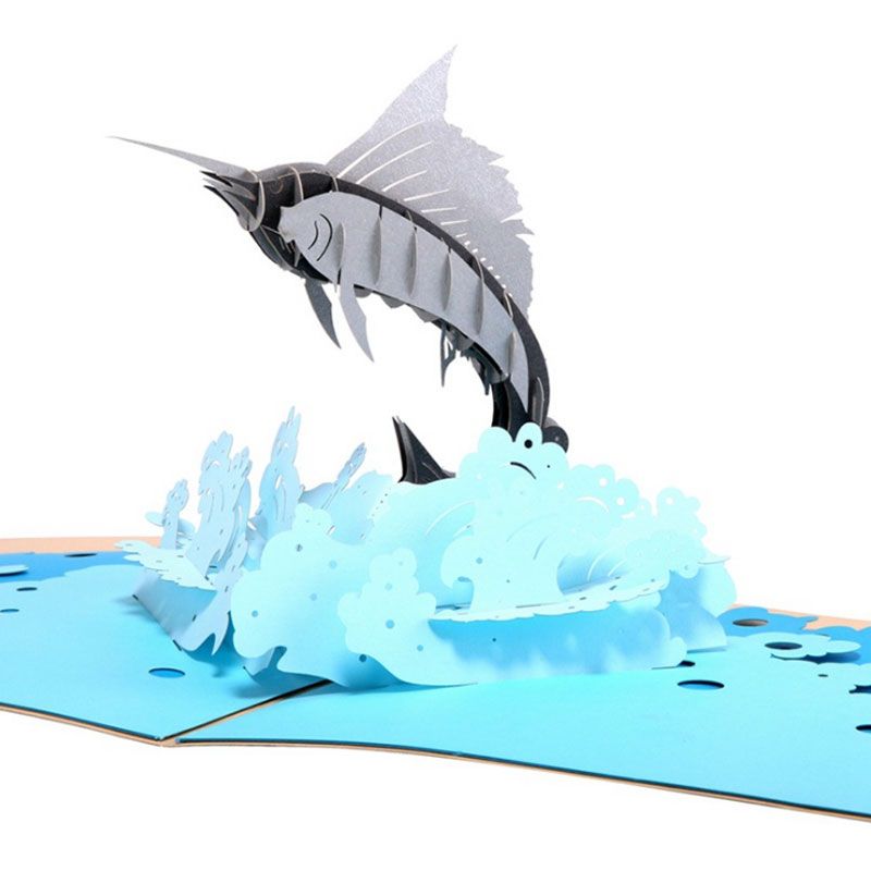 3d Fish Cards Invitations Pop Up Postcards Origami Paper Best Wish